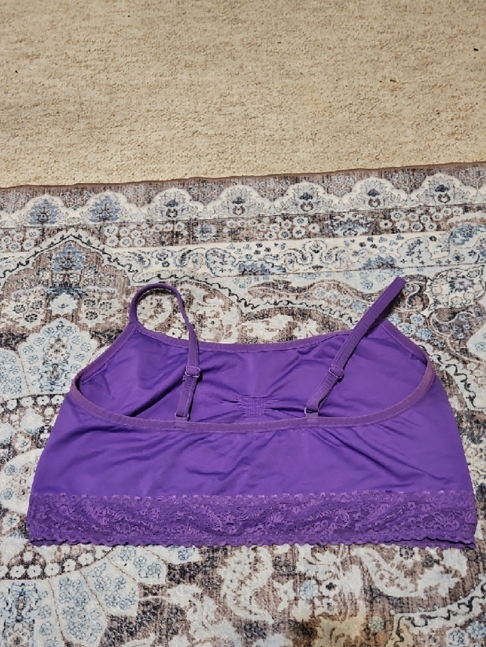 Purple Lace-Trim Stretch Bralette with Adjustable Straps - Picture 3 of 4